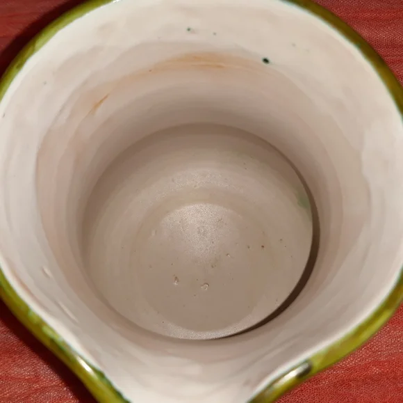 MCM Avocado Green Pottery Pitcher 5.5" - Picture 6 of 12